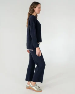 Avalon Ribbed Pant - Navy
