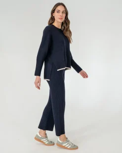 Avalon Ribbed Pant - Navy