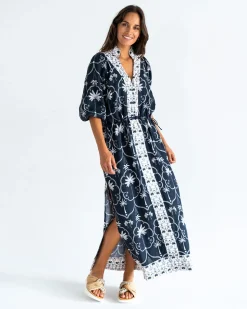 Cascada Maxi Dress - Navy Palm