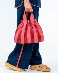Montague Tote - Burgundy Stripe